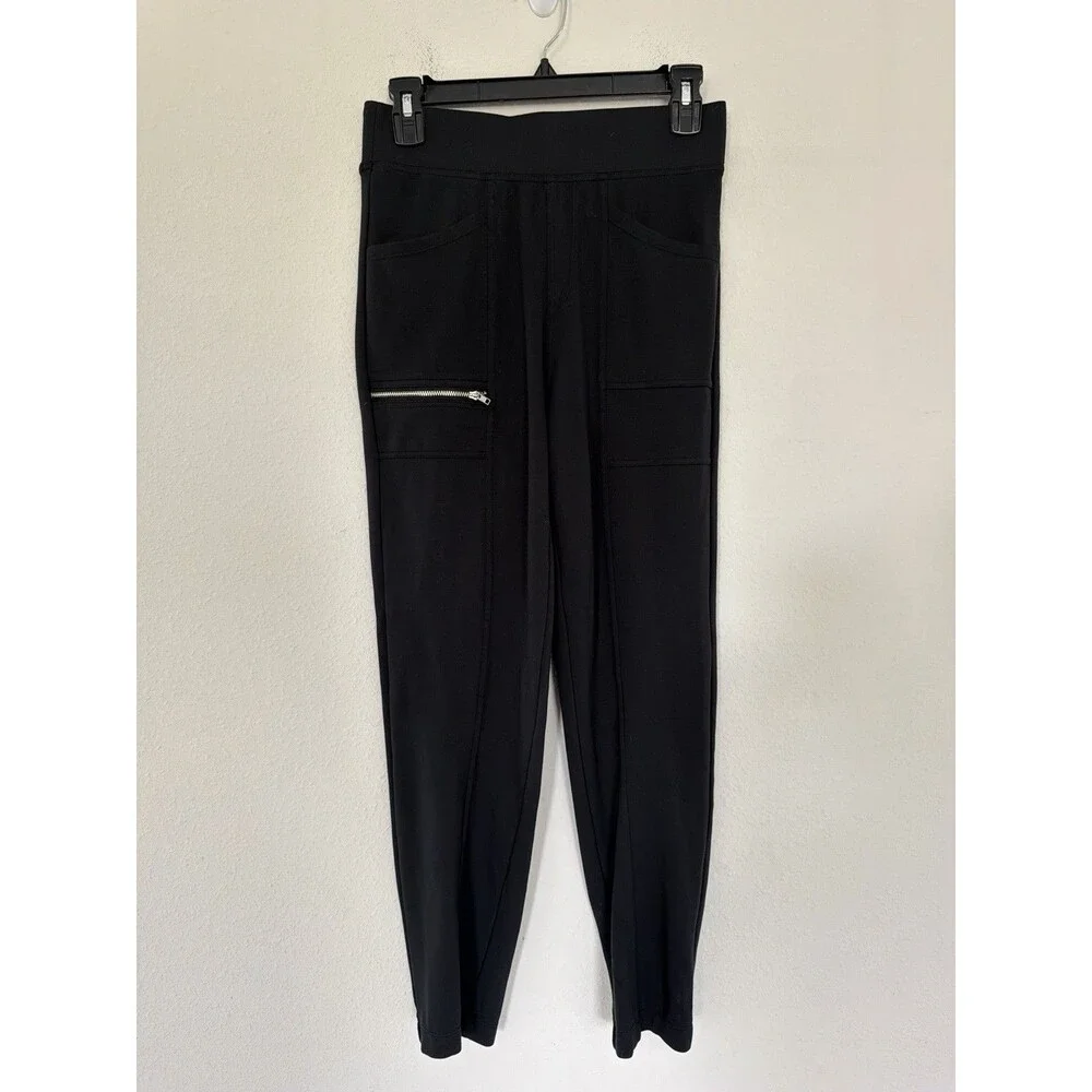 Halara Womens Medium Black High Waisted Pocket Zipper Darted Slim Pants Moto